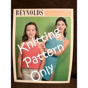 New Reynolds Yarns Blossom 82247 Child Tie Shoulder Top Dress Knitting Pattern